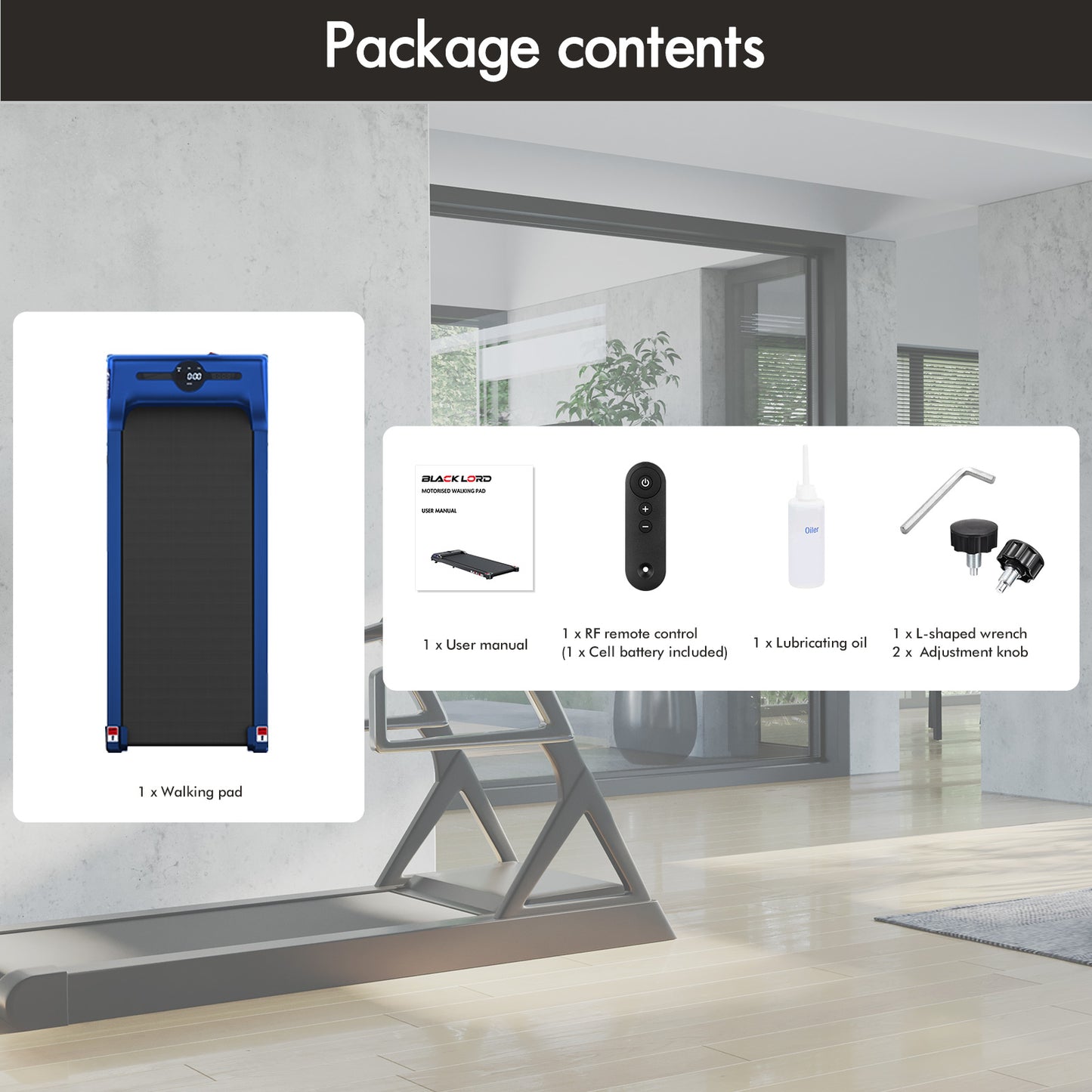 BLACK LORD Treadmill Electric Walking Pad Home Office Gym Fitness Remote Control