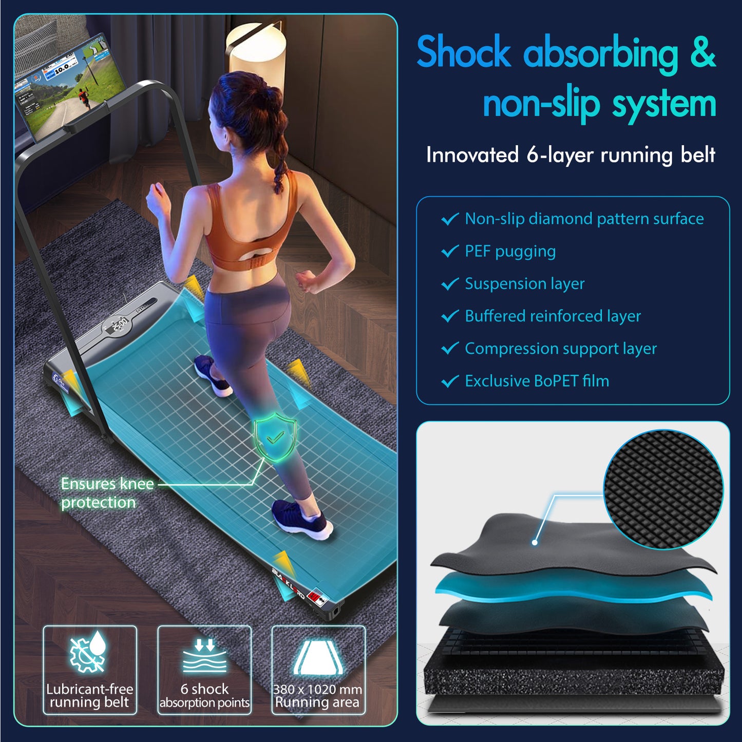 BLACK LORD Treadmill Electric Walking Pad Home Office Gym Fitness Foldable