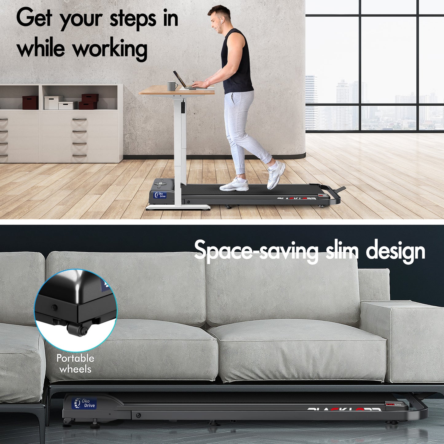 BLACK LORD Treadmill Electric Walking Pad Home Office Gym Fitness Foldable