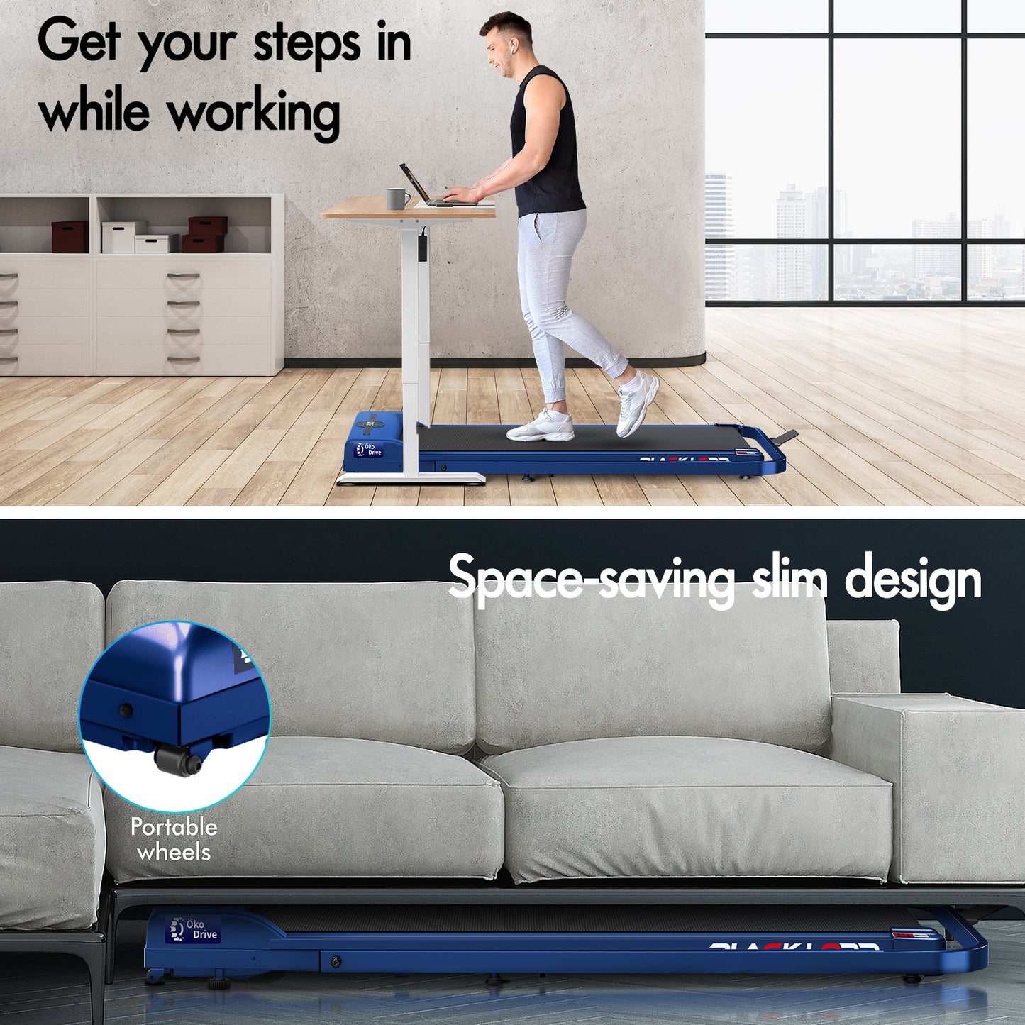 BLACK LORD Treadmill Electric Walking Pad Home Office Gym Fitness Foldable