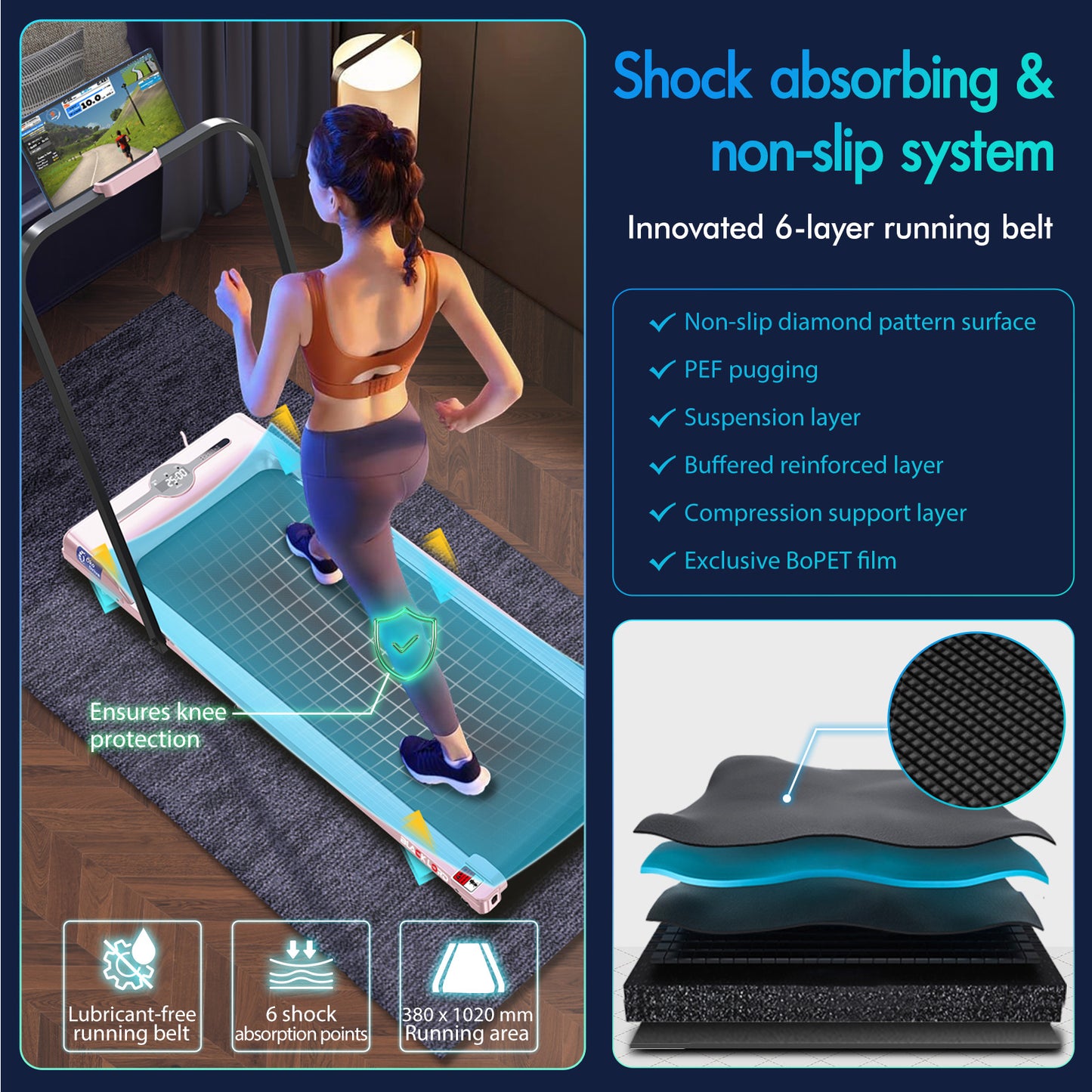 BLACK LORD Treadmill Electric Walking Pad Home Office Gym Fitness Foldable