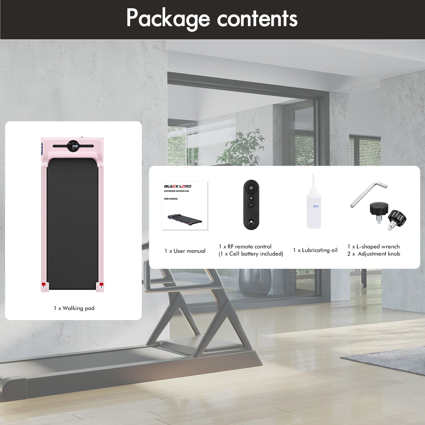 BLACK LORD Treadmill Electric Walking Pad Home Office Gym Fitness Remote Control