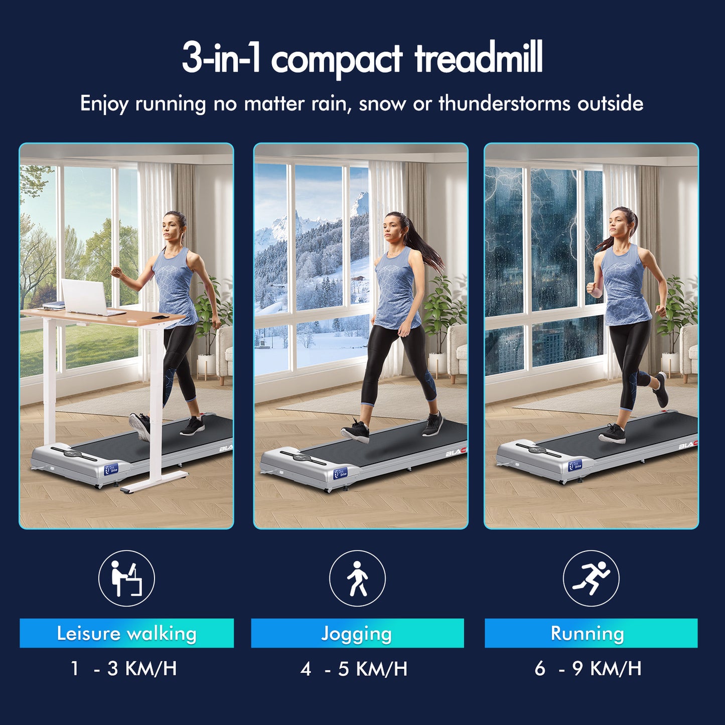 BLACK LORD Treadmill Electric Walking Pad Home Office Gym Fitness Remote Control
