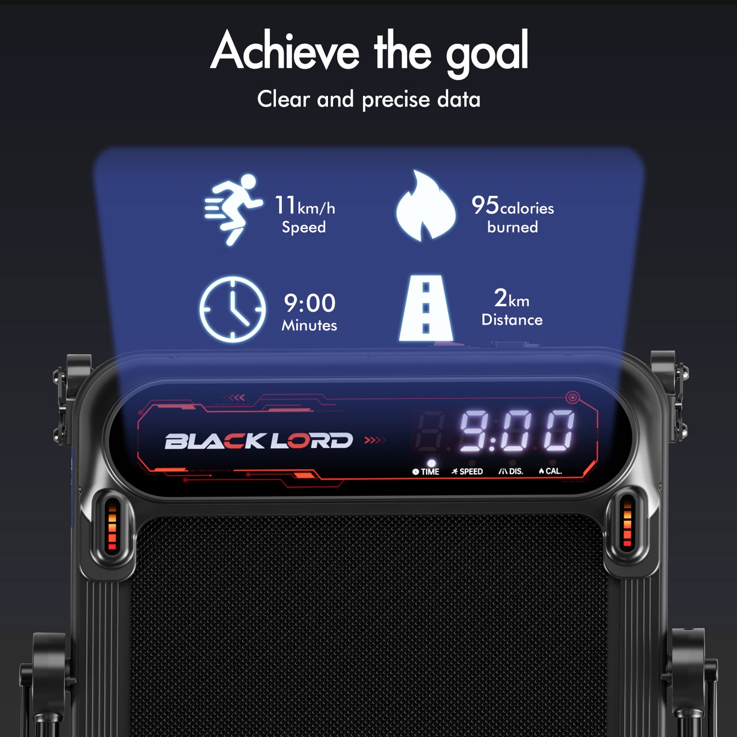 BLACK LORD Treadmill Electric Walking Pad Incline Shock Absorbers Foldable Black