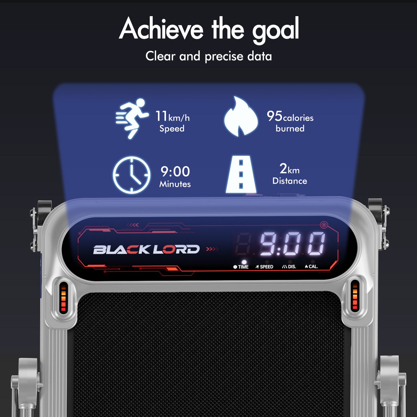 BLACK LORD Treadmill Electric Walking Pad Incline Shock Absorbers Foldable Silver