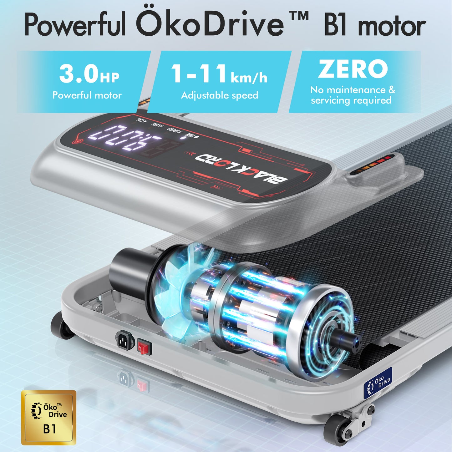 BLACK LORD Treadmill Electric Walking Pad Incline Shock Absorbers Gym Silver