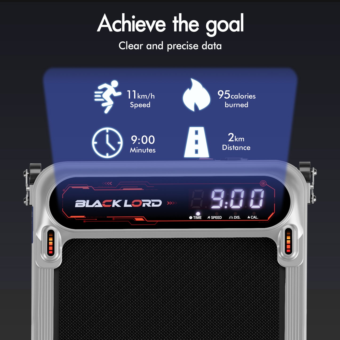 BLACK LORD Treadmill Electric Walking Pad Incline Shock Absorbers Gym Silver