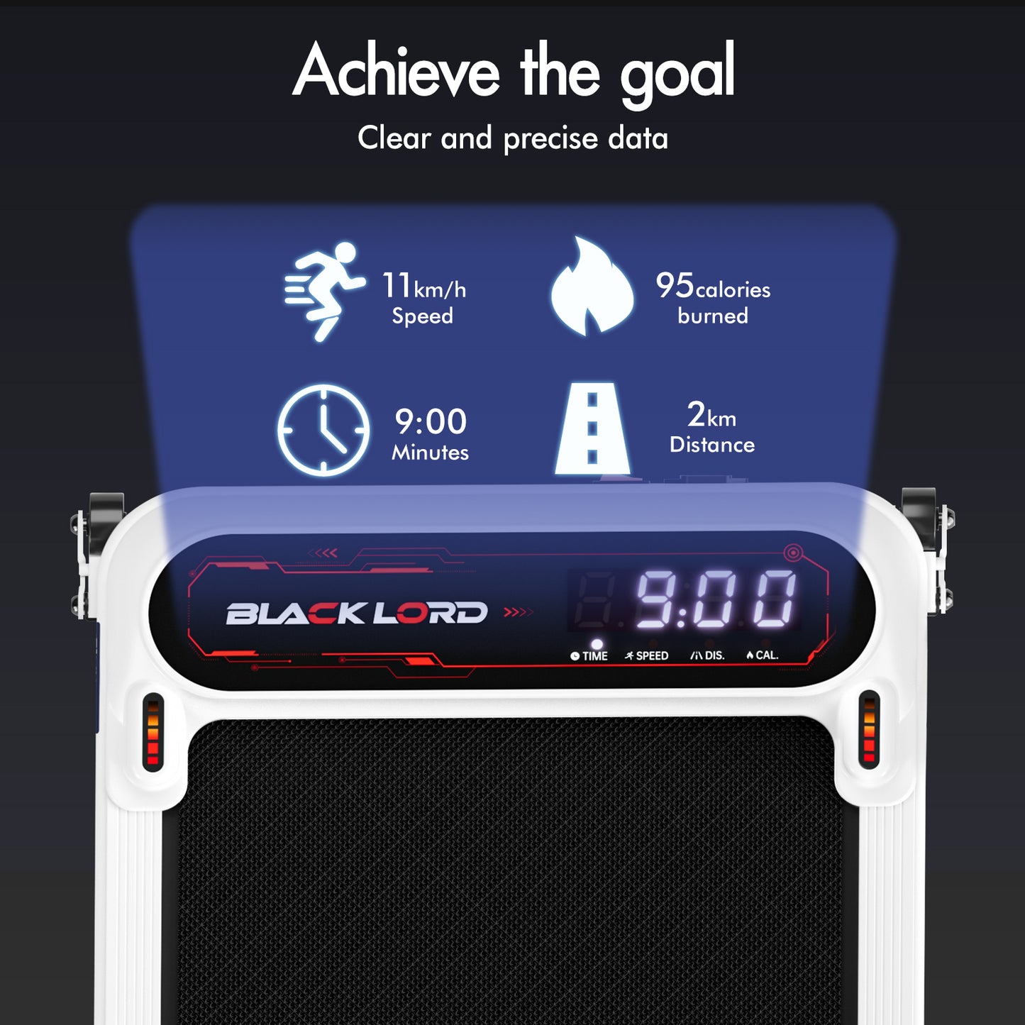 BLACK LORD Treadmill Electric Walking Pad Incline Shock Absorbers Gym White