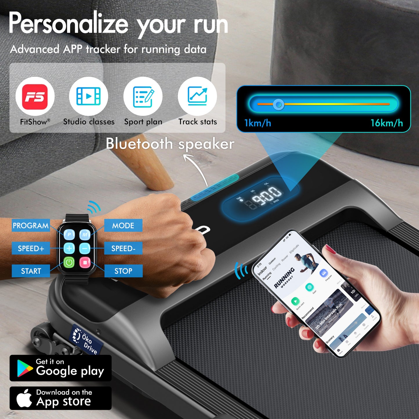 BLACK LORD Treadmill Electric Walking Pad Home Office Incline Foldable Black