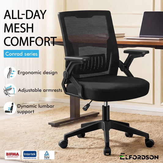 ELFORDSON Mesh Office Chair Gaming Racing Work All Black