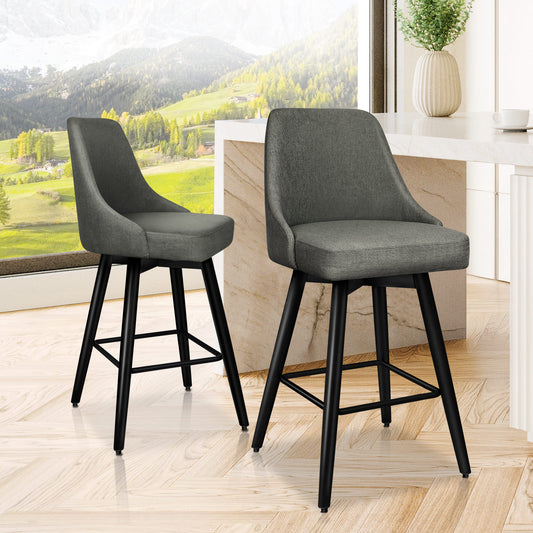 ALFORDSON 2x Swivel Bar Stools Kitchen Dining Chair Cafe Metal DARK GREY