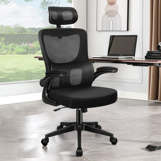 ELFORDSON Mesh Office Chair Executive Computer Fabric Tilt All Black