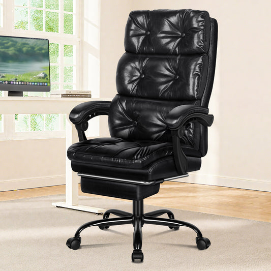 ELFORDSON Office Chair Executive Computer PU Leather Seat Work Recliner Gaming