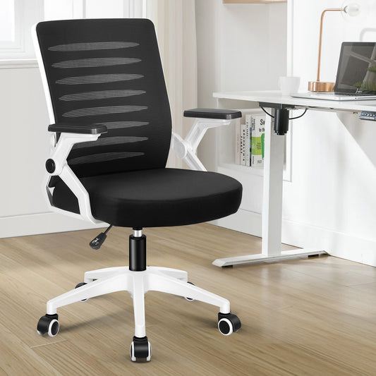 ELFORDSON Mesh Office Chair Executive Computer Seat Work Black and White