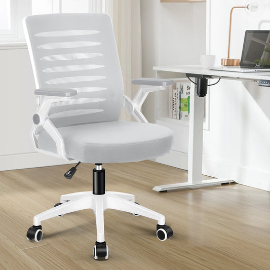 ELFORDSON Mesh Office Chair Executive Computer Seat Work Grey and White