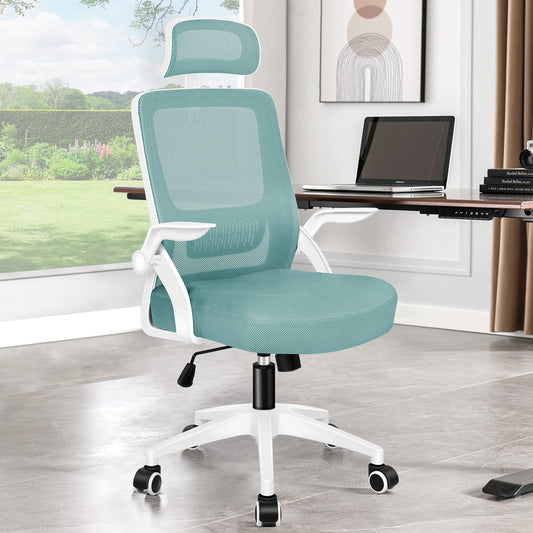 ELFORDSON Mesh Office Chair Executive Fabric Seat Tilt Computer Cyan