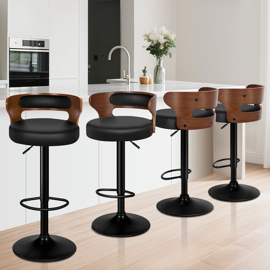 ALFORDSON 4x Bar Stool Kitchen Swivel Chair Wooden Leather Gas Lift Ramiro