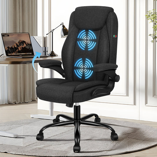 ELFORDSON Massage Office Chair Ergonomic Executive Computer Gaming Fabric Black
