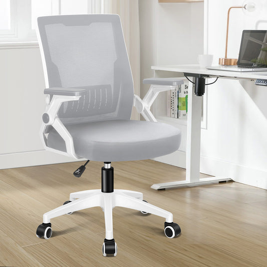 ELFORDSON Mesh Office Chair Gaming Racing Work Grey and White