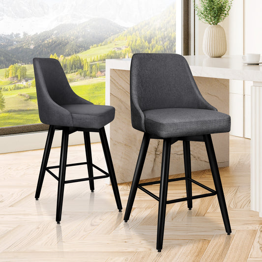 ALFORDSON 2x Swivel Bar Stools Kitchen Dining Chair Cafe Metal DARK GREY