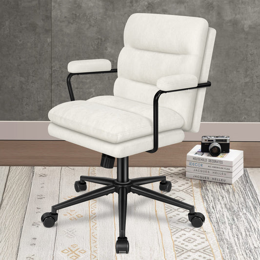 ELFORDSON Office Chair Ergonomic Executive Computer Work Seat Chenille Beige