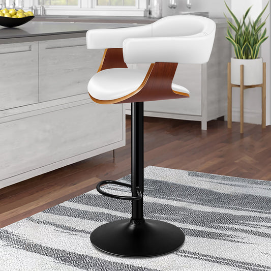 ALFORDSON 1x Bar Stool Joan Kitchen Swivel Chair Wooden Leather Gas Lift White