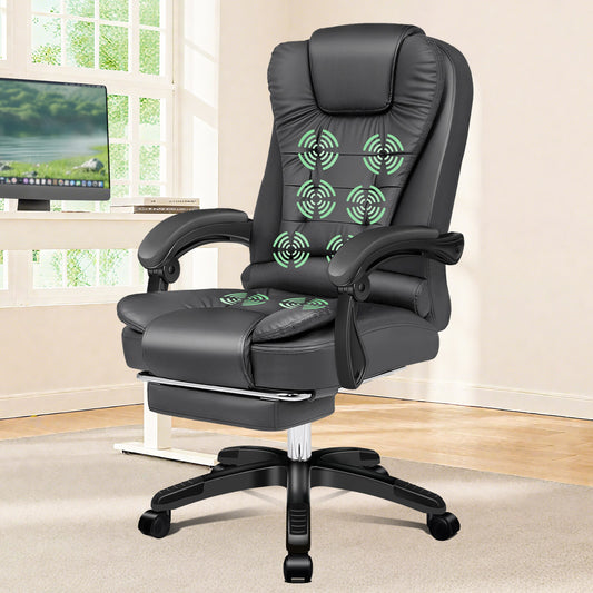 ELFORDSON Office Chair with 8-Point Massage and Heat Function, Grey