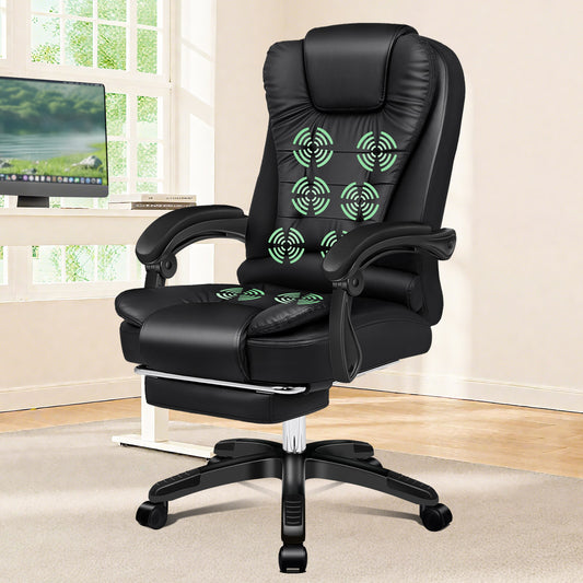 ELFORDSON Office Chair with 8-Point Massage and Heat Function, Black