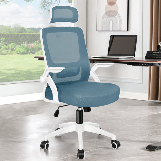 ELFORDSON Mesh Office Chair Executive Fabric Seat Tilt Computer Blue