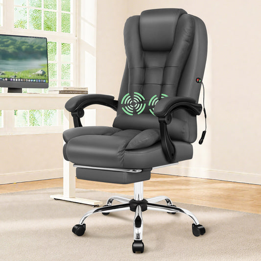 ELFORDSON Massage Office Chair Gaming Executive Seat PU Leather Grey