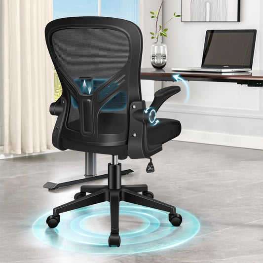 ELFORDSON Mesh Office Chair Executive Tilt Fabric Computer Work All Black