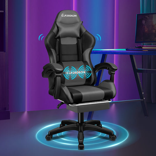 ELFORDSON Gaming Office Chair Extra Large Pillow Racing Executive Footrest Seat