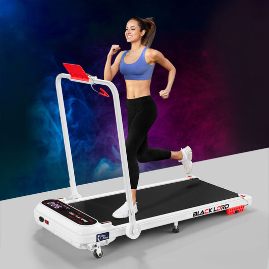 BLACK LORD Treadmill Electric Walking Pad Incline Shock Absorbers Foldable White