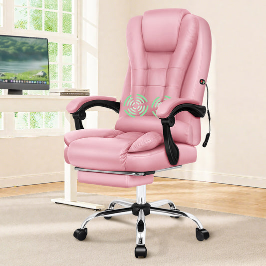 ELFORDSON Massage Office Chair Gaming Executive Seat PU Leather Pink