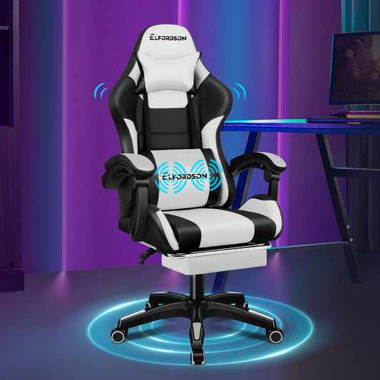 ELFORDSON Gaming Office Chair Extra Large Pillow Racing Executive Footrest Seat