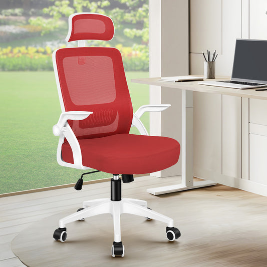 ELFORDSON Mesh Office Chair Executive Fabric Seat Tilt Computer Red