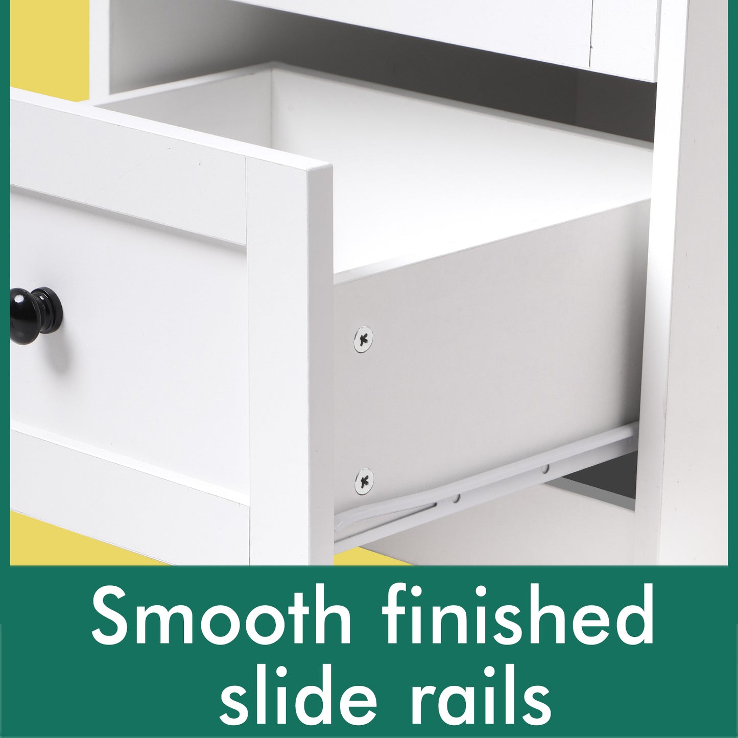 ELFORDSON Bedside Table 2 Drawers Hamptons End Storage Cabinet, White