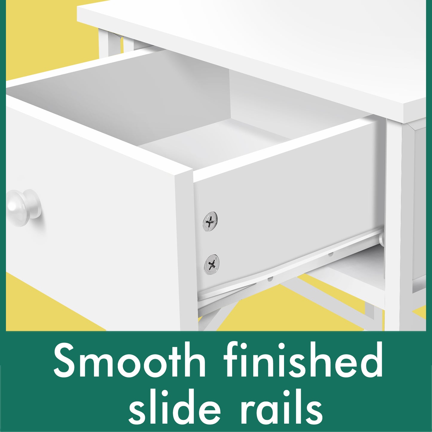 ELFORDSON Bedside Table Retro Wooden Nightstand Storage Side Cabinet, White
