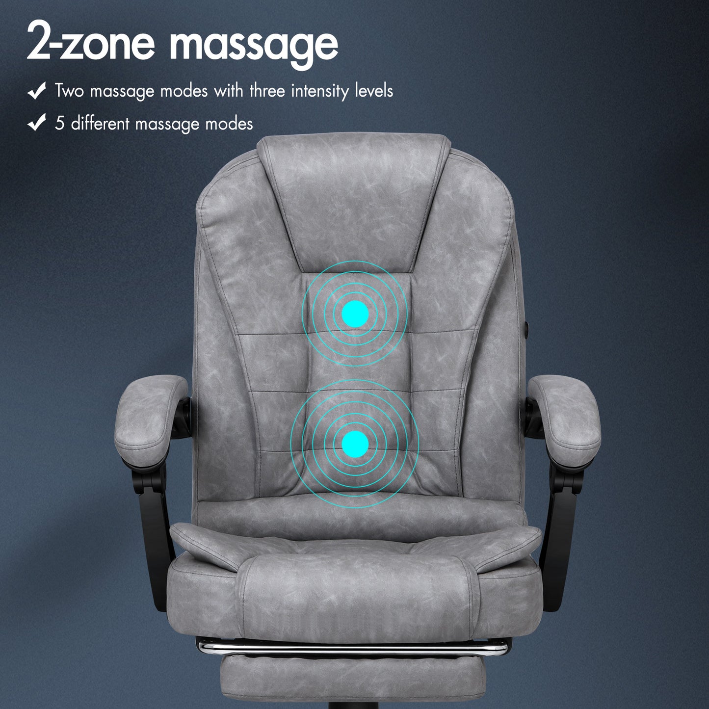ELFORDSON Massage Office Chair with Footrest Executive Gaming Seat Upgraded Pull-up PU Leather, Vintage Grey