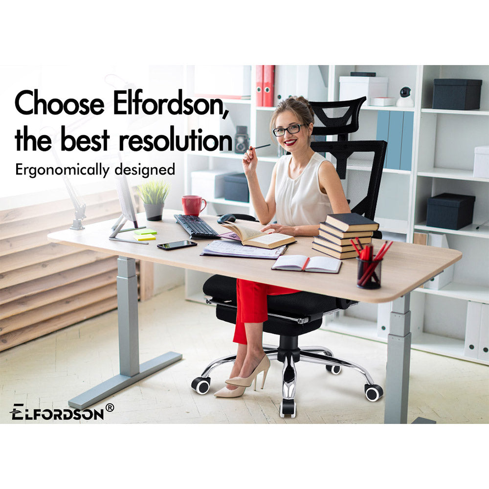 ELFORDSON Mesh Office Chair Gaming Executive Fabric Seat Racing Footrest Recline