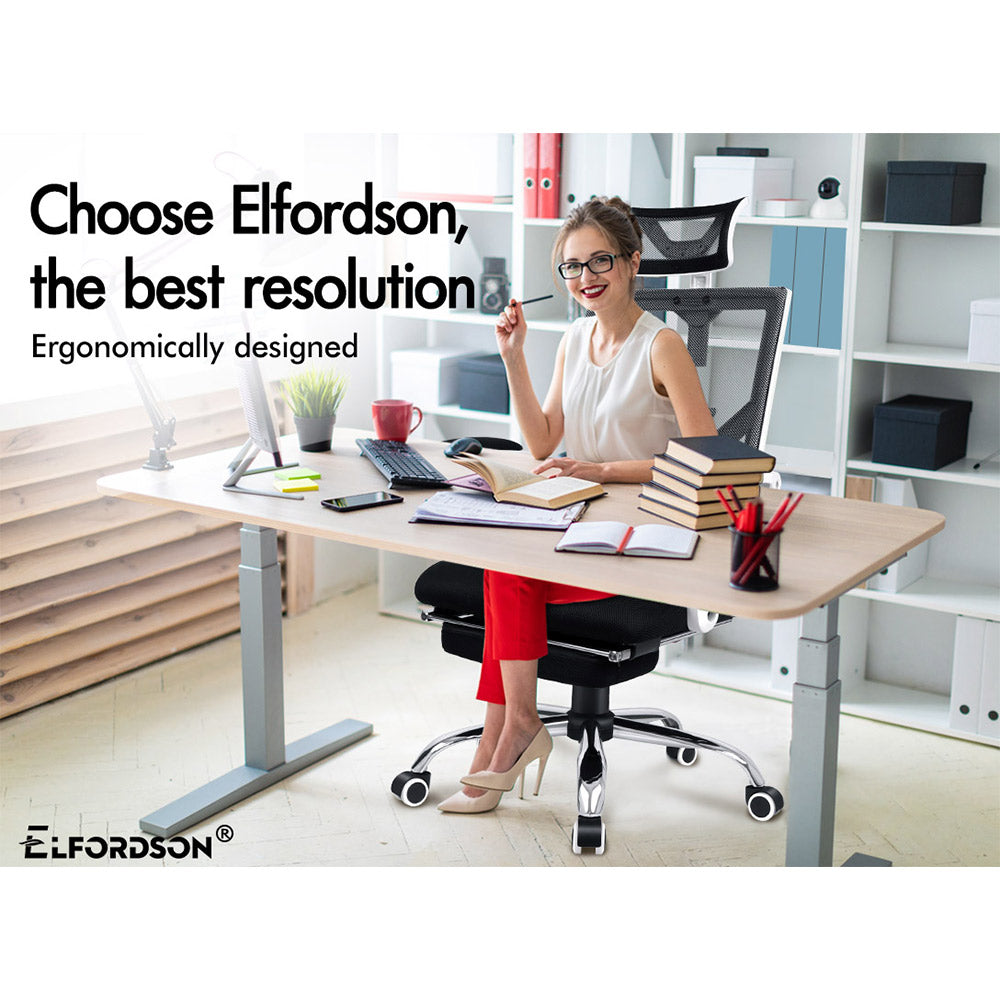 ELFORDSON Mesh Office Chair Gaming Executive Fabric Seat Racing Footrest Recline