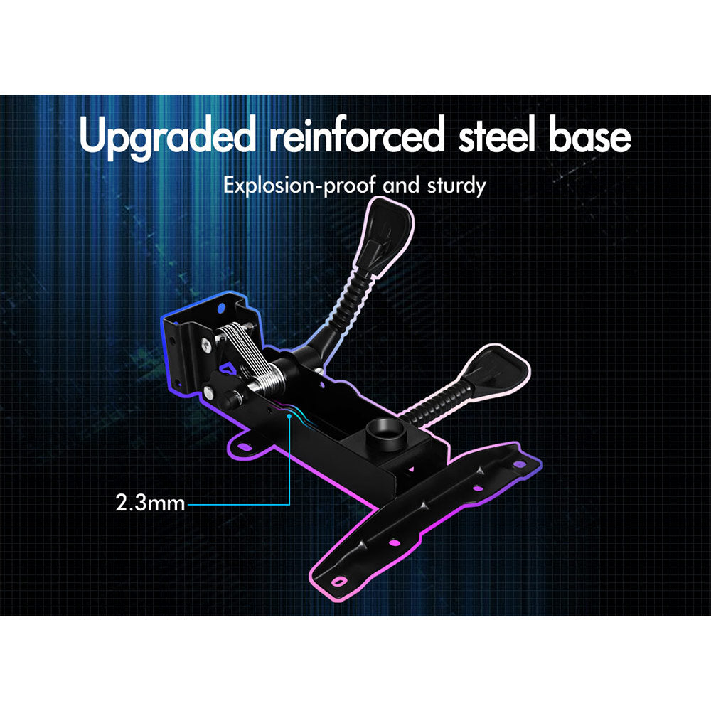 ELFORDSON Gaming Chair with RGB LED Light 8-Point Massage, Black
