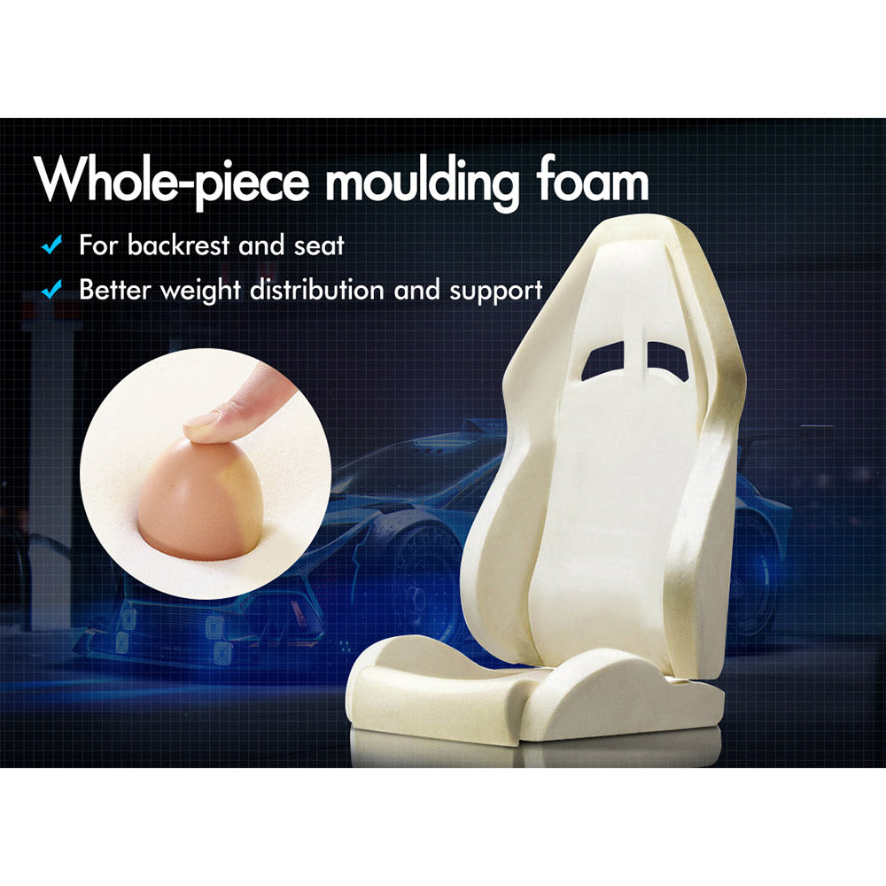 ELFORDSON Gaming Chair with RGB LED Light 8-Point Massage, Black