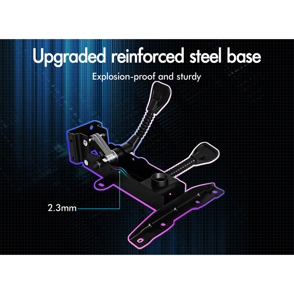 ELFORDSON Gaming Chair with RGB LED Light 8-Point Massage, Blue & Black