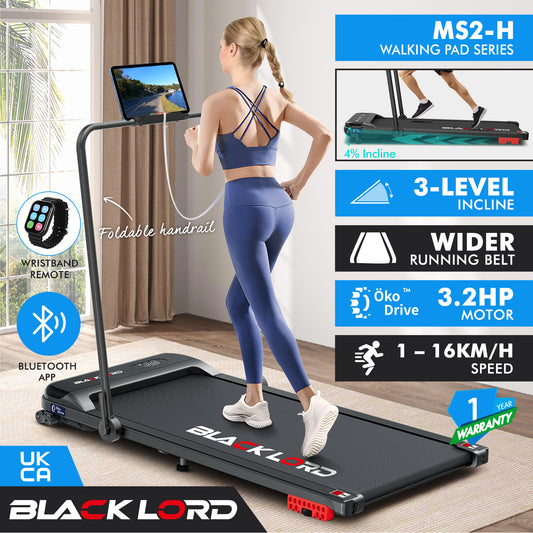 BLACK LORD Treadmill Electric Walking Pad Home Office Incline Foldable Black