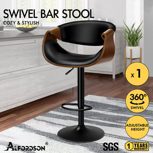 ALFORDSON Breakfast Bar Stools - 360° Swivel, Height Adjustable, Black
