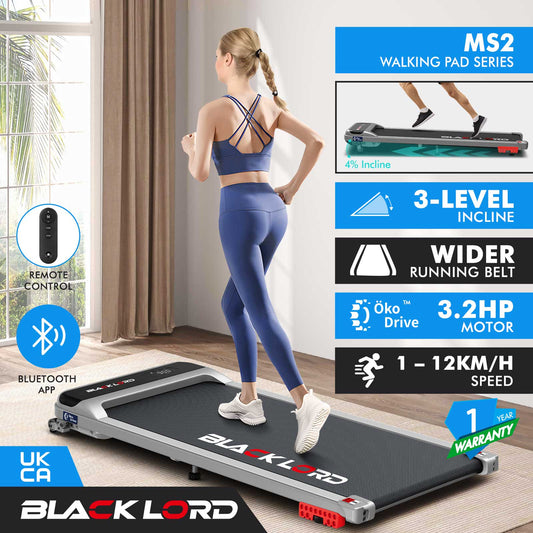 BLACK LORD Treadmill Electric Walking Pad Home Office Gym Fitness Incline MS2