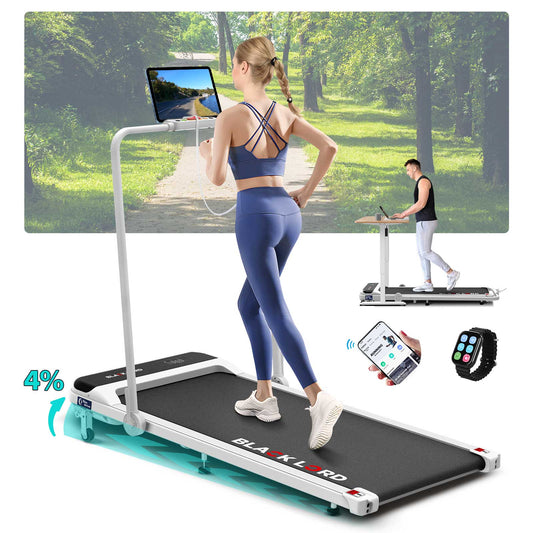 BLACK LORD Treadmill Electric Walking Pad Home Office Incline Foldable White