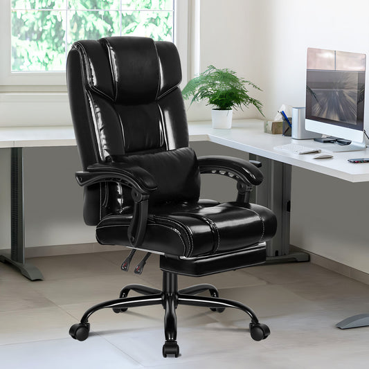 ELFORDSON Office Chair Executive Computer Gaming PU Leather Seat Recliner