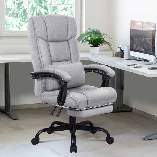 ELFORDSON Office Chair Executive Computer Gaming Fabric Seat Recliner Grey